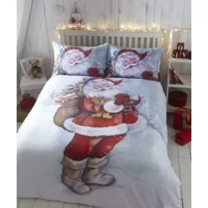 Father Christmas King Size Duvet Cover Set Quilt Bedding - Multi
