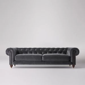 Swoon Winston Velvet 4 Seater Sofa - 4 Seater - Granite