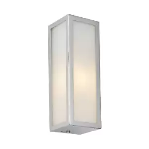 Endon Newham Outdoor Contemporary Wall Light Chrome, Frosted Glass