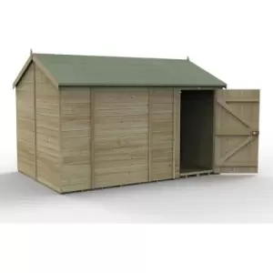 12' x 8' Forest Timberdale 25yr Guarantee Tongue & Groove Pressure Treated Windowless Reverse Apex Shed (3.65m x 2.52m) - Natural Timber