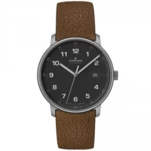 Junghans FORM A Titan Automatic Black Dial Brown Leather Strap Mens Watch 027/2002.00