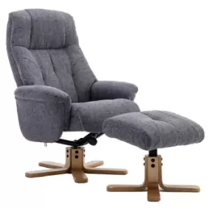 Teknik Denver Recliner Fabric Swivel Chair with Footstool - Greystone