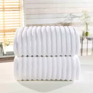 Rapport Home Furnishings 550 gsm Ribbed Towel Bale - 2 Piece - White