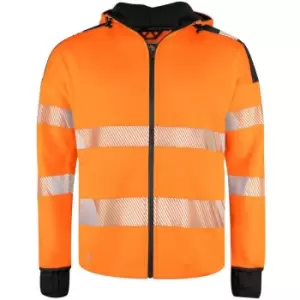 Projob Mens Hi-Vis Long Cuff Hooded Jacket (L) (Orange/Black) - Orange/Black