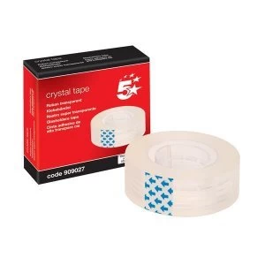 5 Star Office Crystal Tape Roll Easy tear Permanent Secure 18mm x 33m