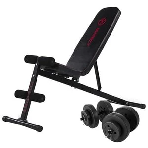 Marcy Eclipse UB1000 Weight Bench and 18KG Vinyl Dumbell Set