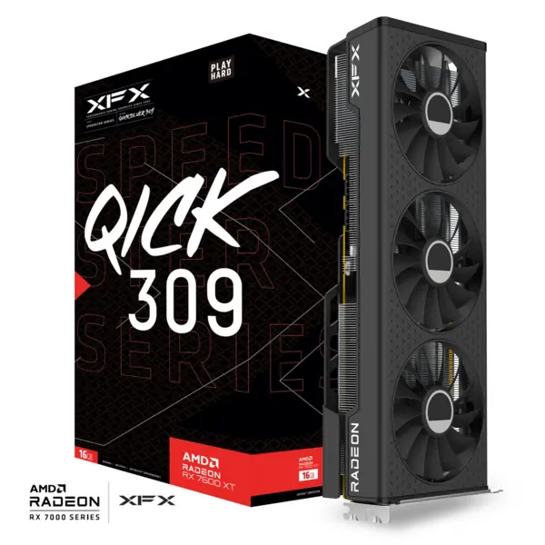 XFX RADEON RX 7600 XT SPEEDSTER QICK309 BLACK Gaming 16GB GDDR6 Graphics Card