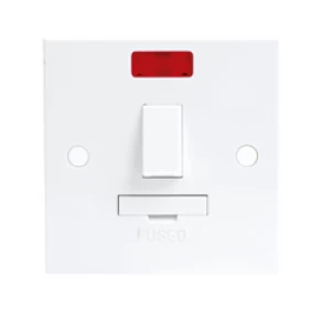 KnightsBridge 13A White Switched Connection Unit with Neon Fused and Flex Spur Electric Wall Plate