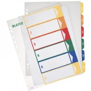 Leitz 12920000 Index A4, Oversized 1-6 Polypropylene Multicolour 6 dividers Printable 12920000