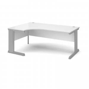 Vivo Left Hand Ergonomic Desk 1800mm - Silver Frame White Top