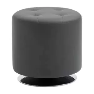 Homcom 360° Swivel Foot Stool PU Faux Leather With Thick Padding And Steel Base Grey