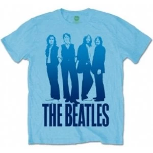 The Beatles - Iconic Image on Logo Mens Small T-Shirt - Blue
