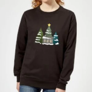 Cabin And Trees Womens Sweatshirt - Black - 5XL