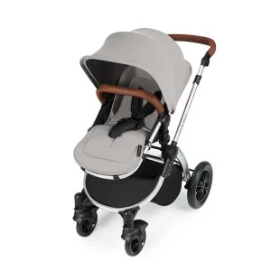 Ickle Bubba Stomp V3 i-Size Travel System with Isofix Base -Silver on Silver with Tan Handles