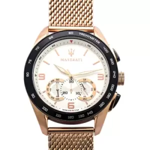Traguardo Chronograph Blue Dial Rose Gold Stainless Steel Mens Watch 45mm