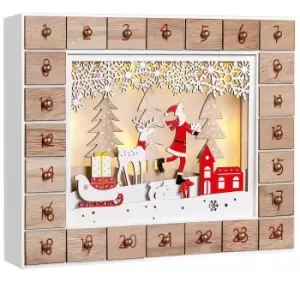 Advent Calendar Santa Claus Wood LED Reusable