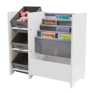 Liberty House Toys Kids White Display Unit with Fabric Storage Boxes