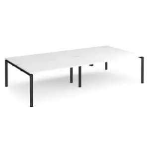 Bench Desk 4 Person Rectangular Desks 3200mm White Tops With Black Frames 1600mm Depth Adapt
