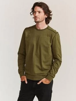 FatFace Emsworth Sweatshirt - Dark Green , Dark Green, Size S, Men