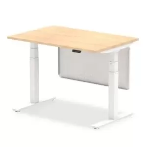 Air 1200 x 800mm Height Adjustable Desk Maple Top White Leg With White
