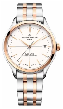 Baume & Mercier Clifton Baumatic White Dial Two Tone Watch