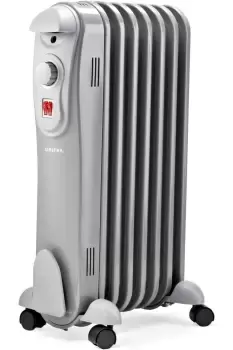 1500W 7 Fin Portable Electric Slim Oil Filled Radiator Heater with Adjustable Temperature Thermostat, 3 Heat Settings & Safety Cut Off - 1.5Kw GREY