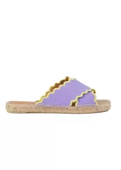 Castaner Womens Piula Scallop Cross Flat Sandal In Purple