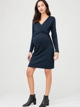 Mama-Licious Maternity Wrap Belt Dress - Navy