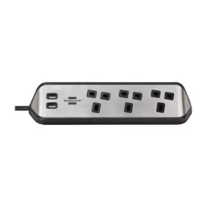 Brennenstuhl - Extension Lead With usb // Corner Extension Lead Stainless Steel