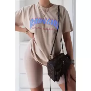 I Saw It First Babygirl Flames Oversized T-Shirt - Brown