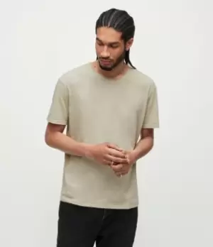 AllSaints Mens Cotton Slim Fit Figure Crew T-Shirt, Green, Size: M, Green