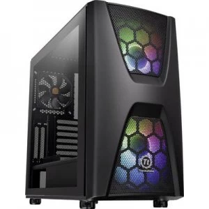 Thermaltake Commander C34 TG Midi tower PC casing, Game console casing Black 2 built-in LED fans, Built-in fan, LC compatibility, Window, Dust filter,