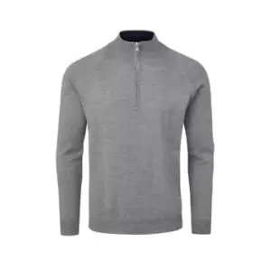 Oscar Jacobson Merino Zip Neck Sweater - Grey