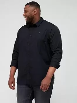 Calvin Klein Big & Tall Slim Fit Stretch Poplin Shirt - Black, Size 4XL, Men