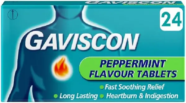 Gaviscon Heartburn & Indigestion Peppermint Flavour Tablets 24