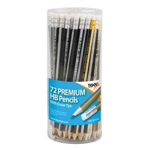 Tiger HB Eraser Tip Pencils Pot Assorted Pack of 72 301534
