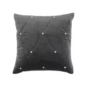 Riva Paoletti New Diamante Quilted Cushion Cover, Pewter, 55 x 55 Cm