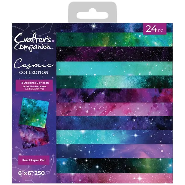 Crafter's Companion 6 x 6" Printed Paper Pad Cosmic Galaxy 250gsm 24 Sheets