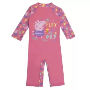 Peppa Pig Girls Play All Day One Piece Swimsuit (3-4 Years) (Pink)