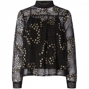 Biba Lace and Sequin Blouse - Black