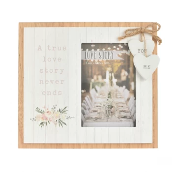 4" x 6" - Love Story Wooden Photo Frame - True Love Story