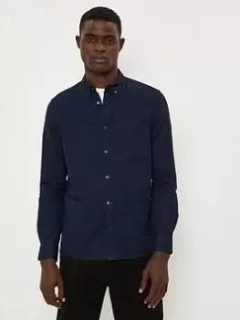 Burton Menswear London Burton Long Sleeve Oxford Shirt, Navy, Size S, Men