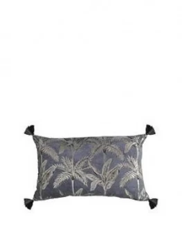 Gallery Palm Tassel Metallic Cushion In Grey