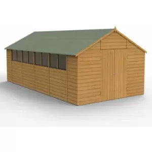 20' x 10' Forest Shiplap Dip Treated Double Door Apex Wooden Shed (5.96m x 3.2m) - Golden Brown
