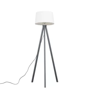 Barbro Grey Tripod Floor Lamp With White Doretta Shade