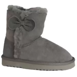 Eastern Counties Leather Childrens/Kids Coco Bow Detail Sheepskin Boots (6 Child UK) (Grey)
