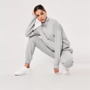 Missguided Petite Coord Zip Sweat Jogger Set - Grey