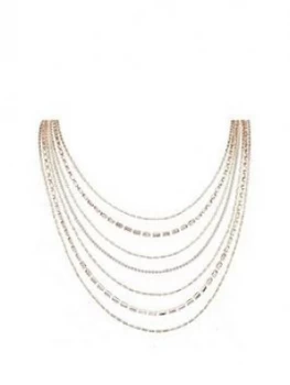 Mood Mood Rose Gold Plated Crystal Multi Row Diamante Necklace