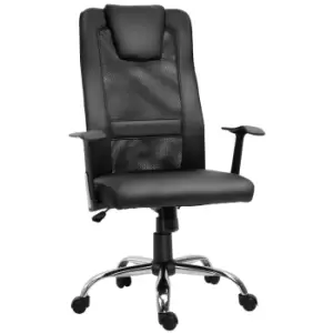 Vinsetto Swivel Mesh Office Chair Task High Back Desk Chairs Height Adjustable Armchair for Home with Headrest, Black