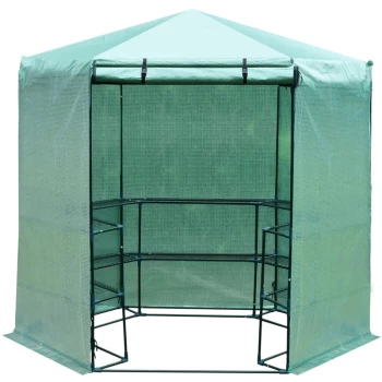 3-Tier Hexagonal Walk In Portable Greenhouse Outdoor - 194D x 225H cm - Outsunny